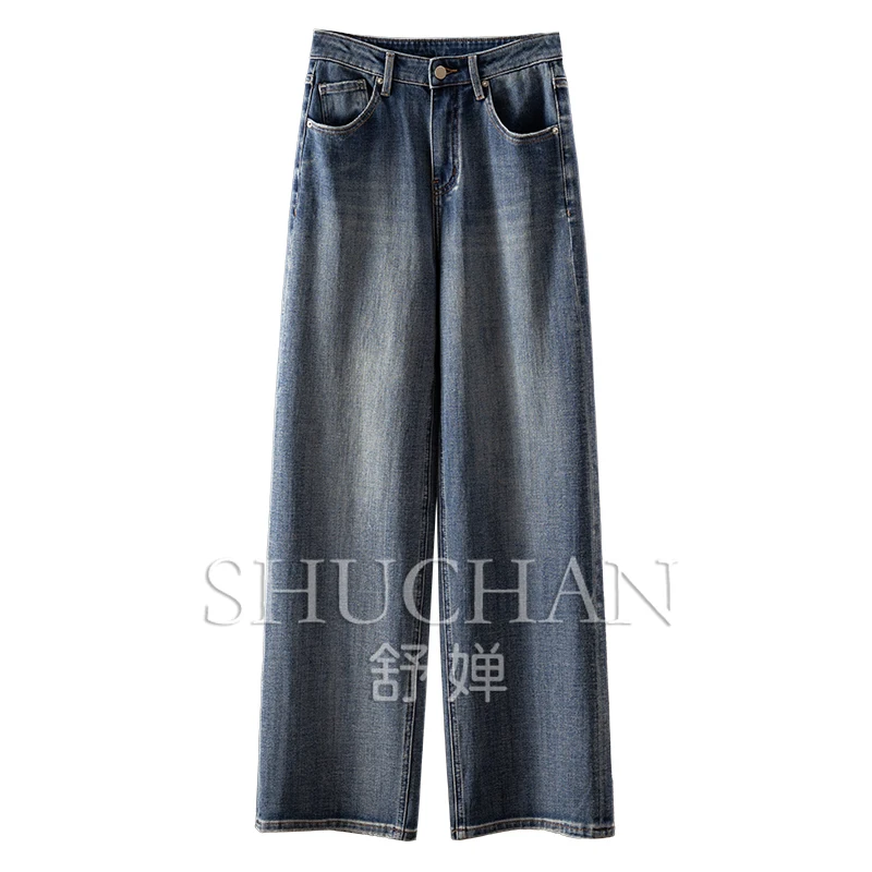 2025 Retro Denim High Waist Straight Wide Legs Trousers Women  Boyfriend Jeans for Women  Pantalones Vaqueros Mujer