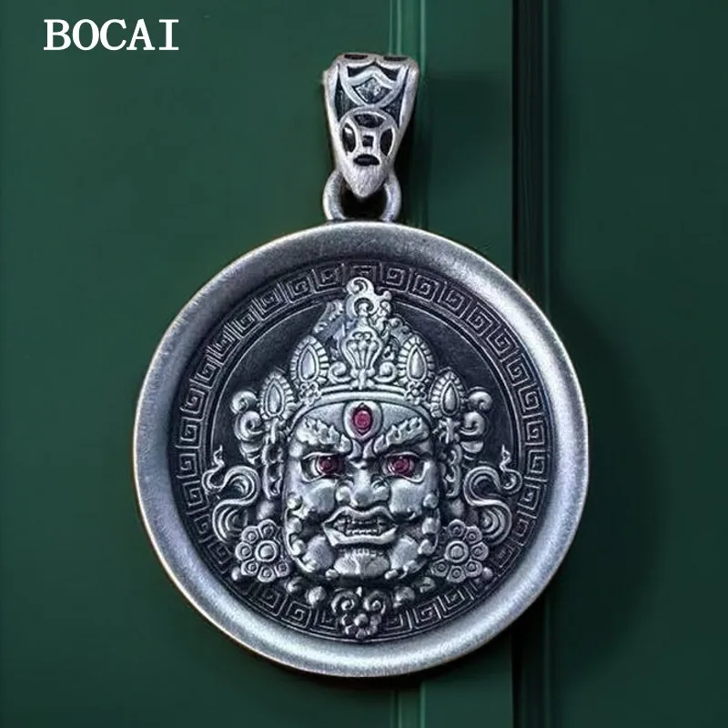 BOCAI New S999 Pure Silver Retro Yellow God Of Wealth  Pendant Men's and Women's Styles