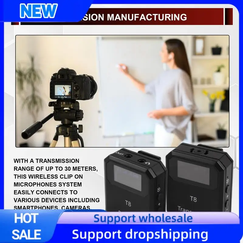 

Optimal 2.4G Wireless Microphone System Lavalier Microphone Transmitter Receiver Built-In Noise Reduction Clip