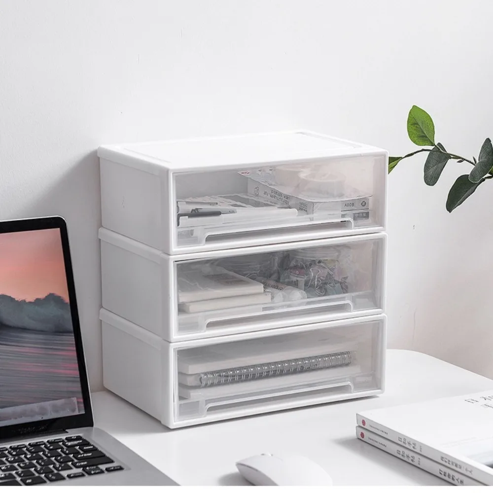 

Simple Clear Desktop Storage Box Cosmetics Bracelets Stationery Table Organizer with Drawer Necklaces Makeup Jewelry Case Office