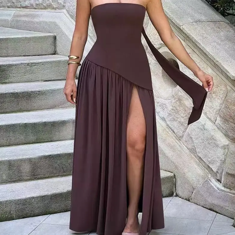 Printemps été nouveau Sle couleur Blo Sexy oulder Bared femmes Tube Dr à la mode âge réduisant Ladylike Polyester matériel