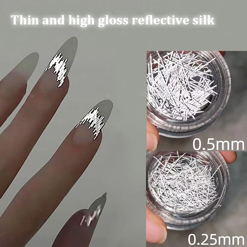 1Box Dark Glittering DIY Threads Ultra Thin 0.25/0.5mm Lines Flashing Material French Nail Reflective Silk Nail Accessories