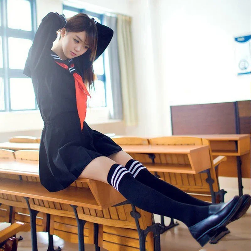 Japanese Anime Cosplay Costume School Uniforms Cute Girl Sailor Suit JK Student Top+Dress+Tie Clothing 3X Sets