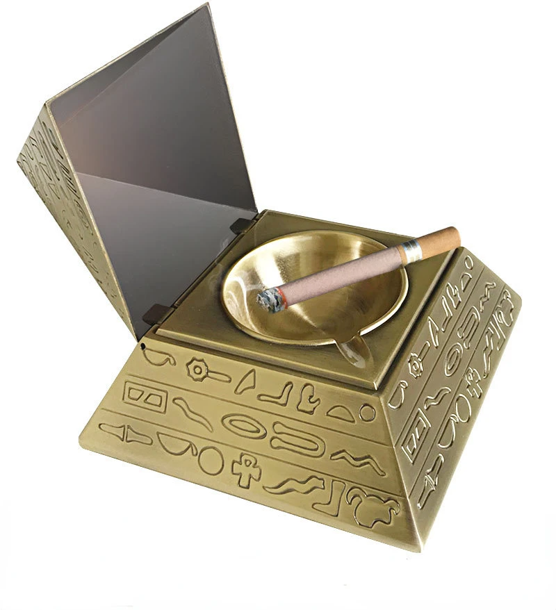 Retro Pyramid Shape Ashtray with Lid Home Office Desktop Decor Ashtray Ash Tray Smoking Cigarette Ashtray Ash Tray Smoker Gift