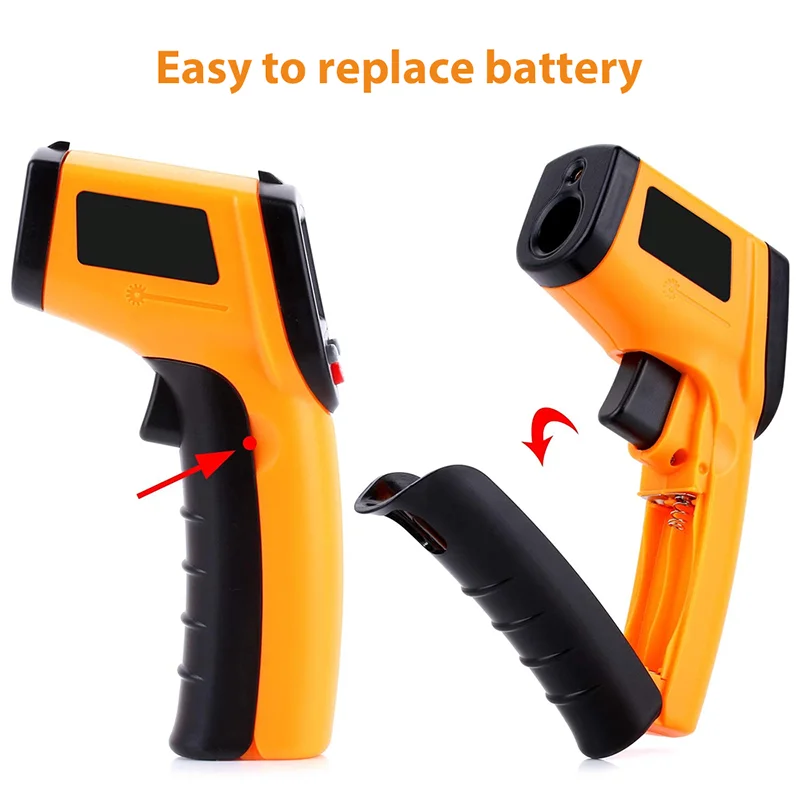 Digital Infrared Thermometer Handheld Pyrometer Gun -50~380°C C/F Non-Contact Thermometer Gun for Meat Buffalo Milk BBQ Cooking