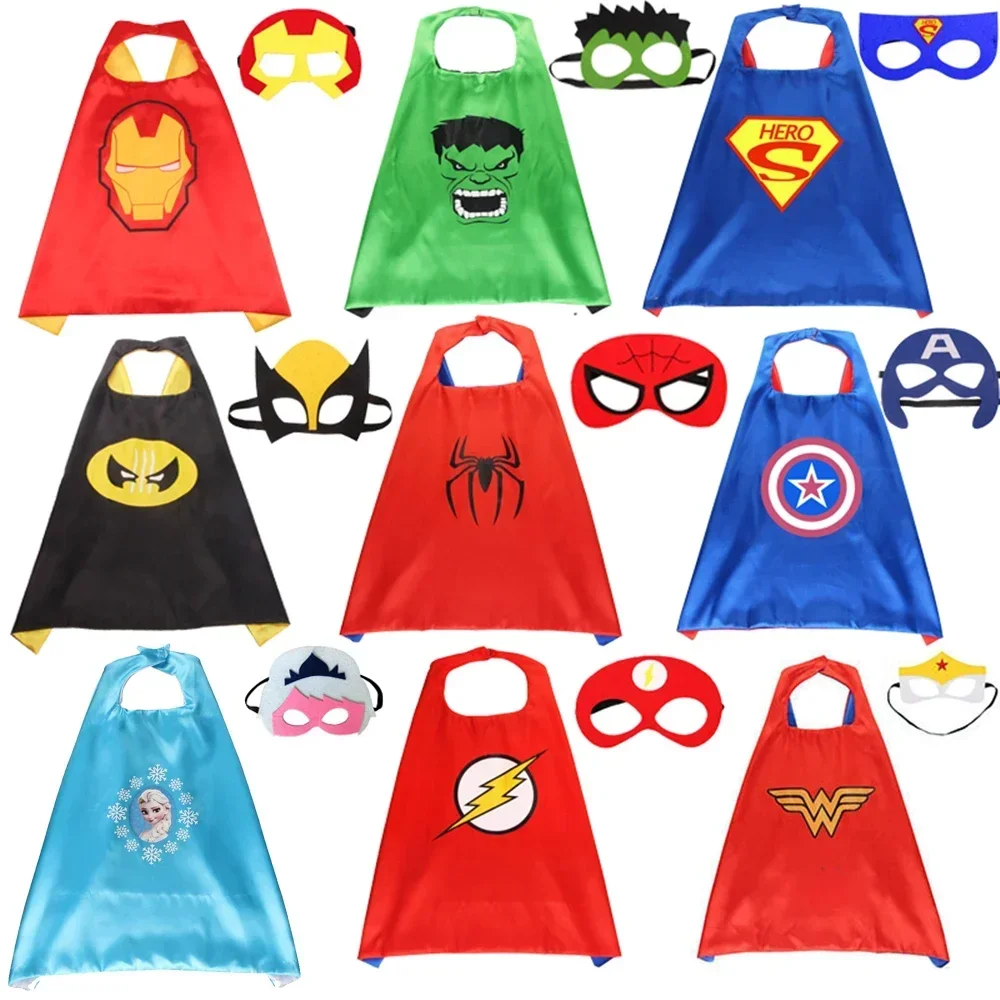 Disney Halloween Child Movie Avengers Luxury Print Cloak Justice Superhero Spiderman Hulk Cosplay Cloak with Mask Gift Toys