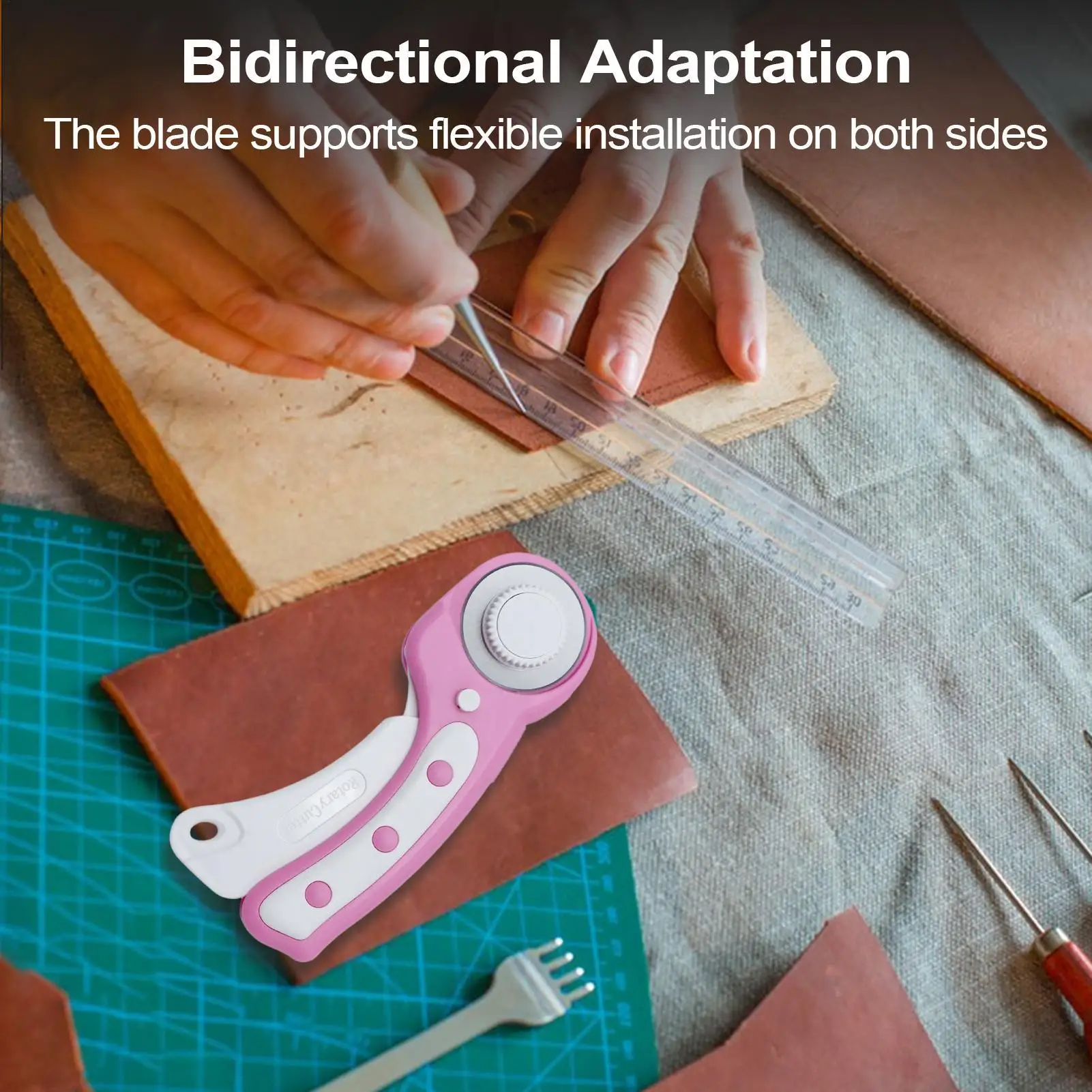 قاطع دوار للنسيج 45 مللي متر قاطع قماش دوار للمواد السميكة أداة خياطة اللحف مع قفل أمان لوازم الخياطة الصغيرة لـ