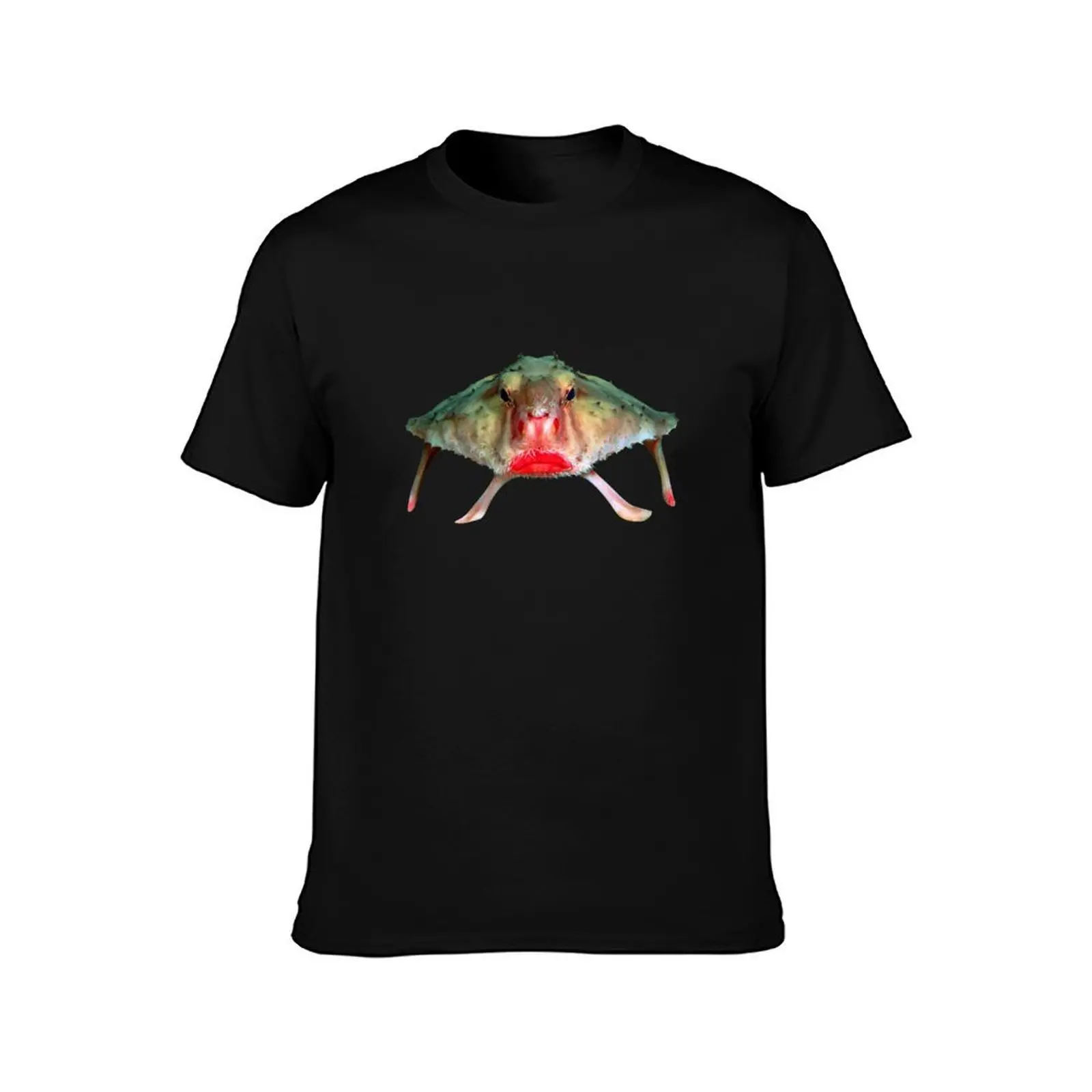 Red-lipped batfish funny strange animal T-Shirt, Summer Casual Cotton Tee, Oversized Streetwear Tops, Vintage Graphic Print