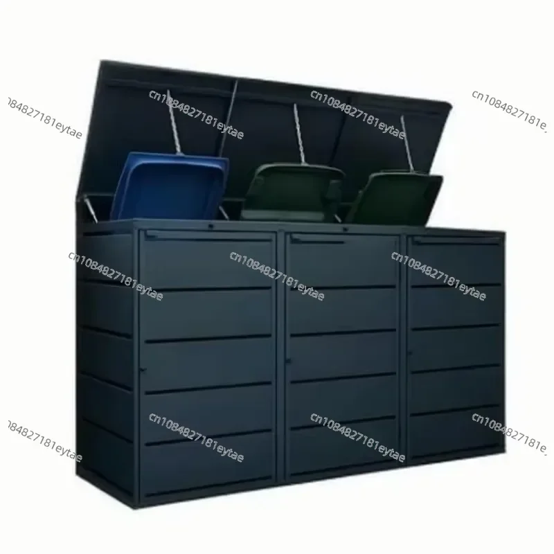 Durable Triple Wheelie Bin Storage Cabinet Garden Garbage Can Shed Expandable  Bin Cover Outdoor Rubbish Bin Housing