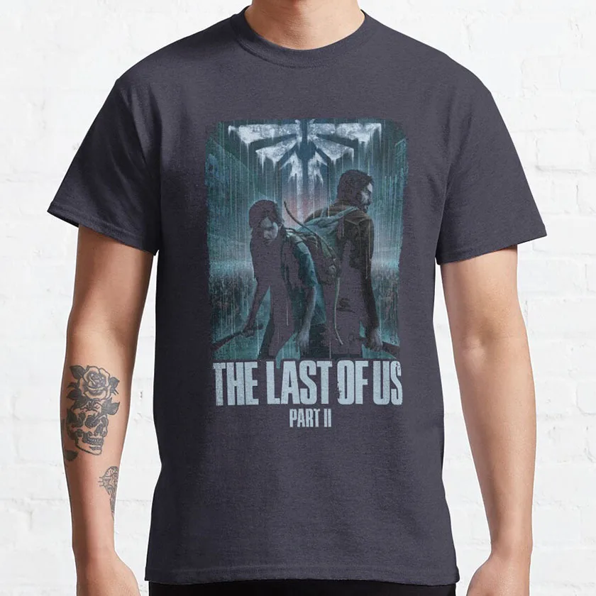 Vintage survival horror video game The Last of Us graphic t shirts for men 100% cotton plus size clothes tops printed t shirt