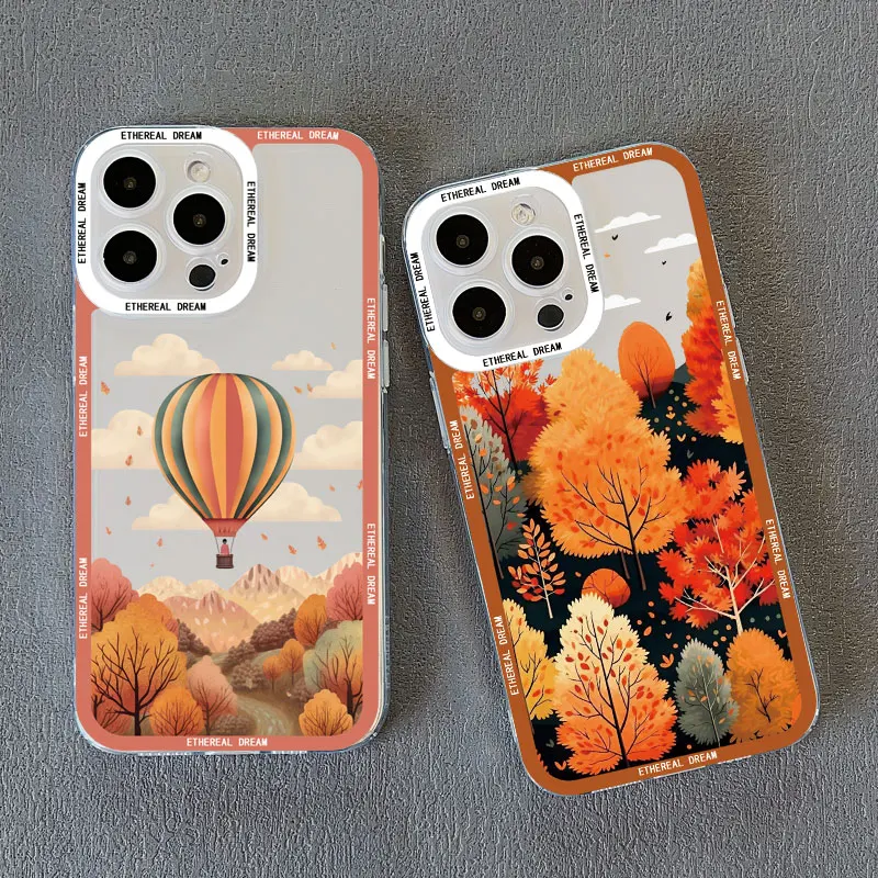 

Leaves Autumn Forest Phone Case For iPhone 16 15 14 13 12 11 Pro Max Mini X XS SE4 7 8 Plus 16E Shockproof Non-Slip Cover Fundas
