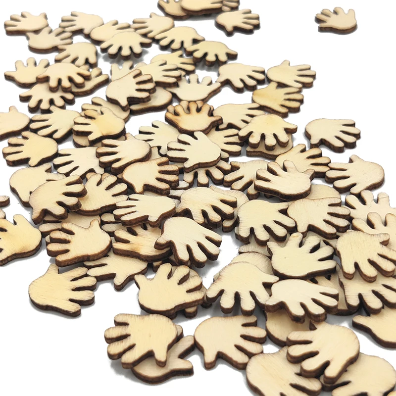 50pcs Unfinished Wood Hands Feet Cutouts Wood Craft for DIY Project Decoration and Painting