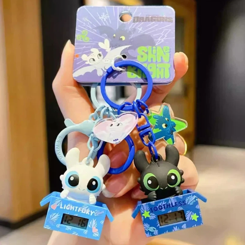 Authentic Dragon Taming Master Toothless Cute Grain Clock Keychain Pendant With Adjustable Time Function Car Decoration Pendant