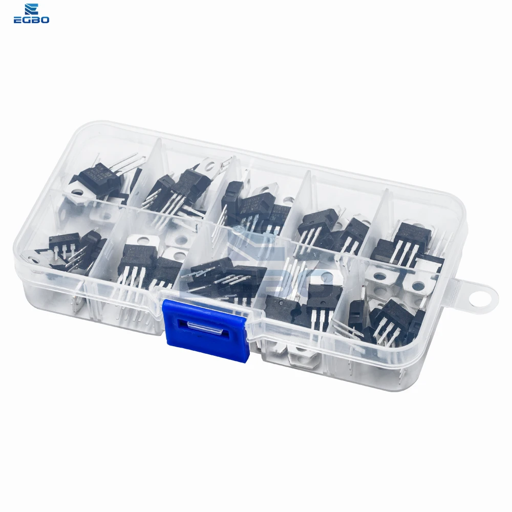 50PCS 10피스 전압 조정기 IC, TO-220 패키지 선형 조정기(LM317T, L7805CV, L7806, L7808, L7809, L7810, L781 포함)