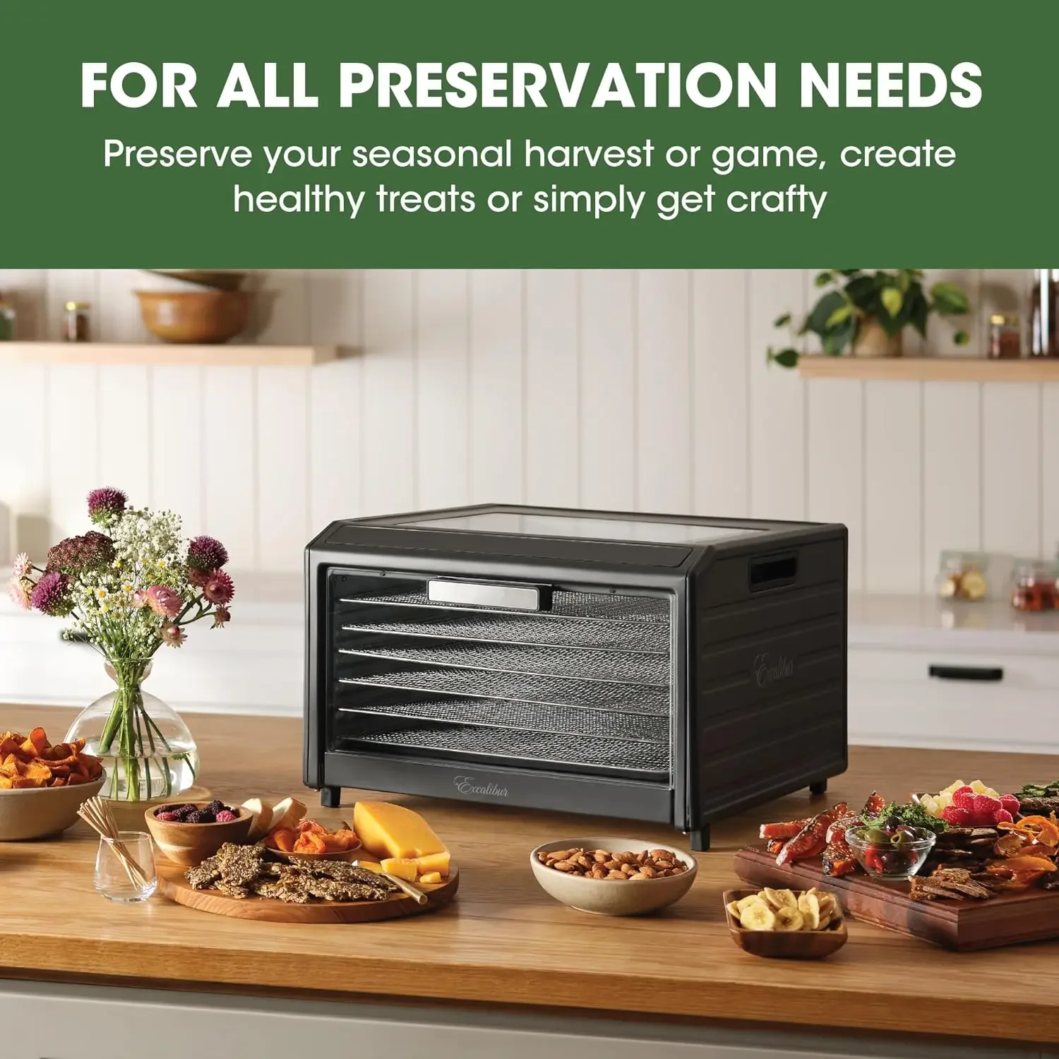 Electric Food Dehydrator Performance Series 6-Tray with Adjustable Temperature Control Includes Stainless Steel Drying Trays