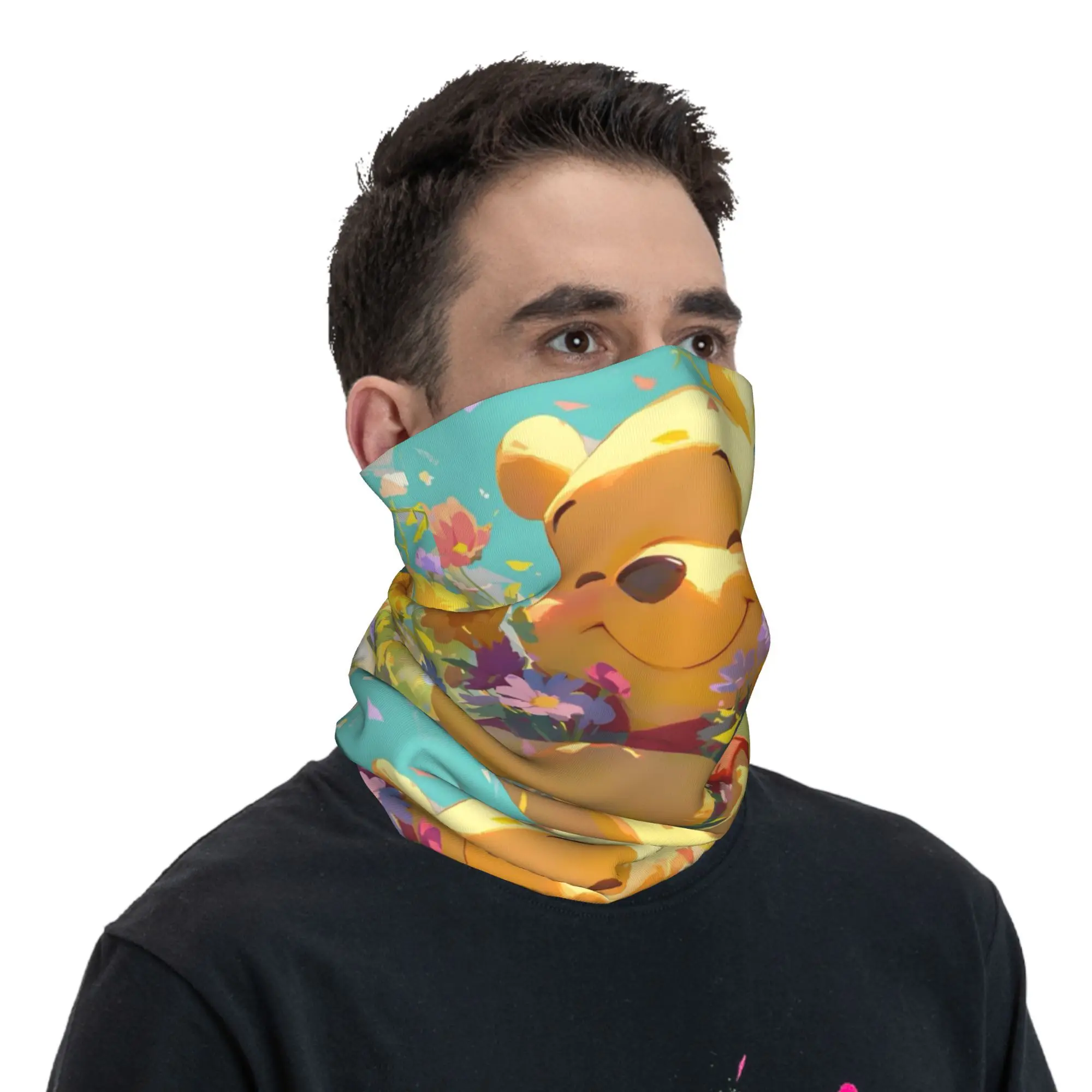 Personalizado adorável winnie pooh bandana pescoço mais quente das mulheres dos homens inverno caminhadas cachecol de esqui gaiter kawaii dos desenhos animados capa facial