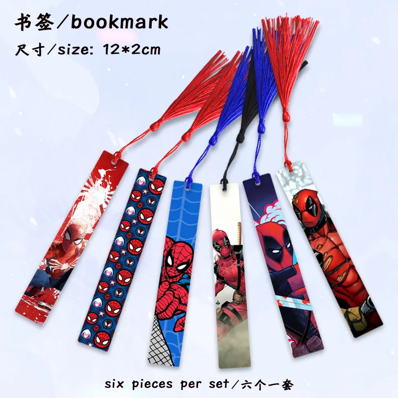 

Marvel Deadpool Bookmark Full Color Anime Peripheral Spider-Man Metal Bookmark Fringe Bookmark Student Pendant Wholesale