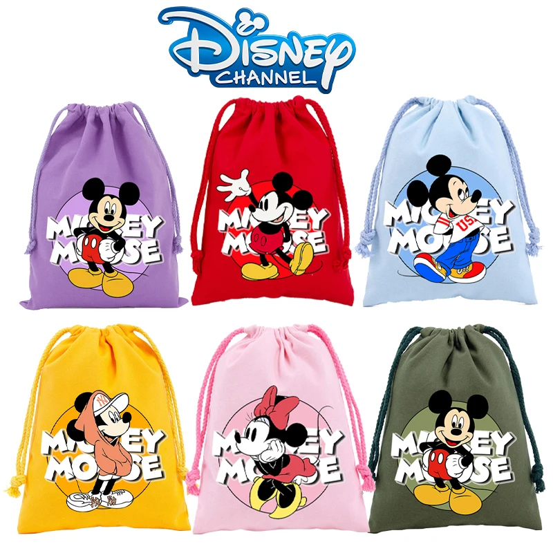 Disney Mickey Minnie Mouse Drawstring Bag Cute Anime Print Holiday Candy Storage Kawaii Anime Birthday Christmas Party Prop Gift