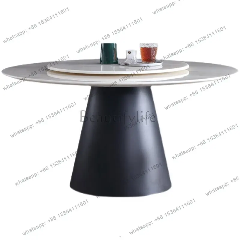 

Modern simple household light luxury imported natural white ice jade round dining table round