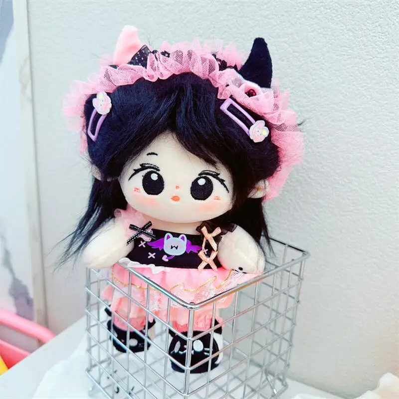 20cm Cute Lace Dress Suit Plush Doll Kawaii Magic Cat Skirt Idol Dolls Outfit Accessories Anime Soft Kids Toys for Girls Gifts