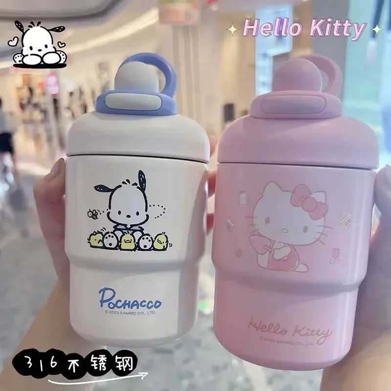 Sweet Hello Kitty Pochacco Anime Kawaii Sanrio Water Cup Cute Cartoon Cinnamoroll Coffee Bottle Cup Lovely Gifts for Kids