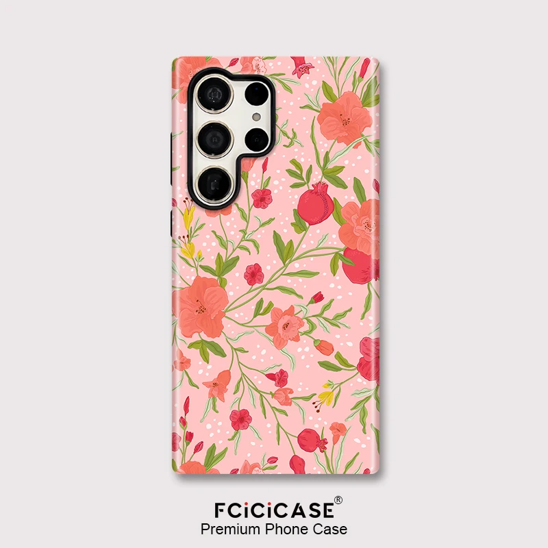 

Fcicicase Матовый чехол для телефона из ПК ТПУ для Samsung Galaxy A16 A26 A36 A56 S20 FE S24 Plus S23 S25 Ultra Flower Pattern Soft Cover