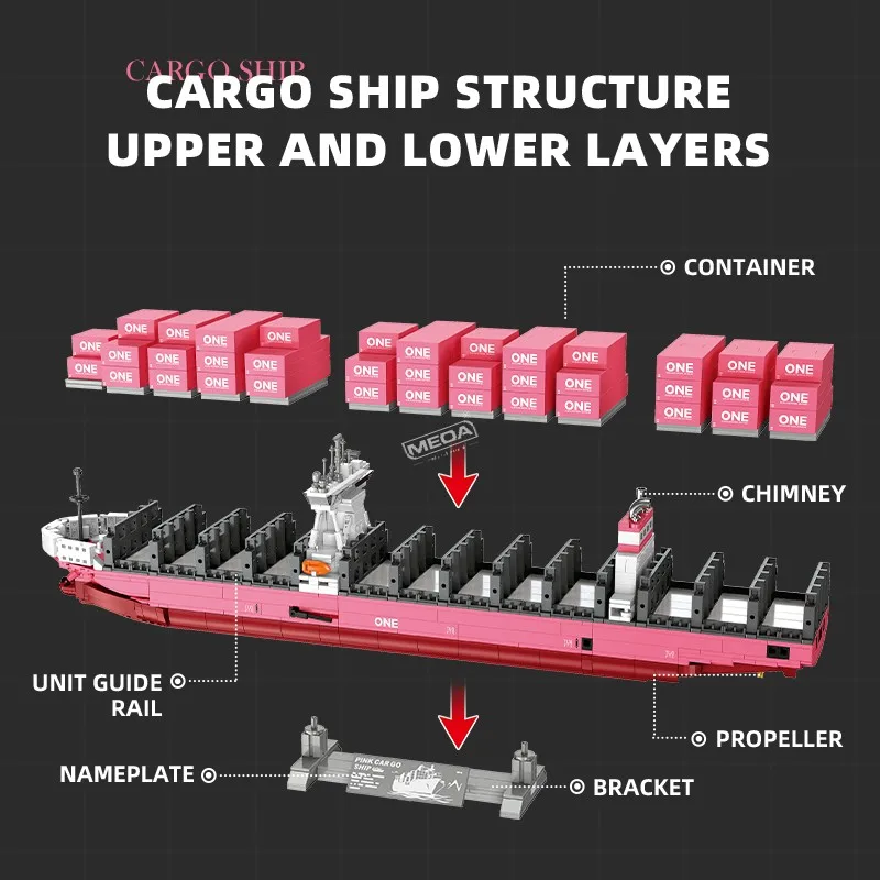 DIY Simulation Cruise Boat Bricks Model Sea Shipping Container Cargo Ship Building Bricks Decoration Ornaments Ocean-going Ship