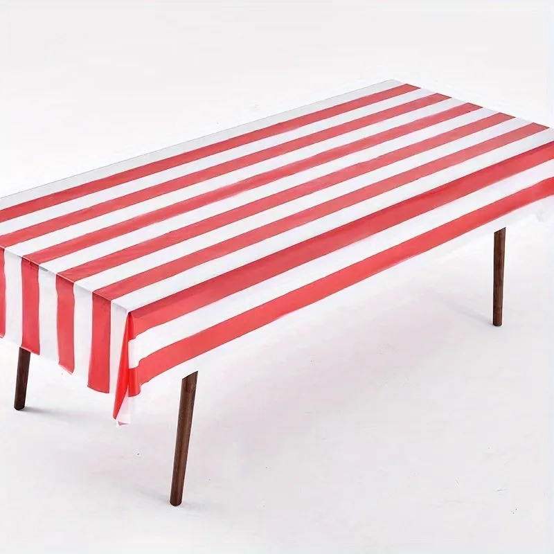 Carnival Tablecloth Stripe Tablecloth Plastic Disposable Circus Table Covers for  Night Baseball Birthday Party Decorations