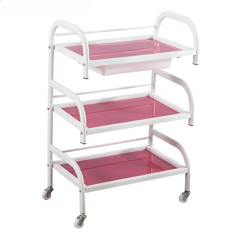 Beauty salon trolley special three-tier with drawer beauty salon trolley nail rack glass tool cart