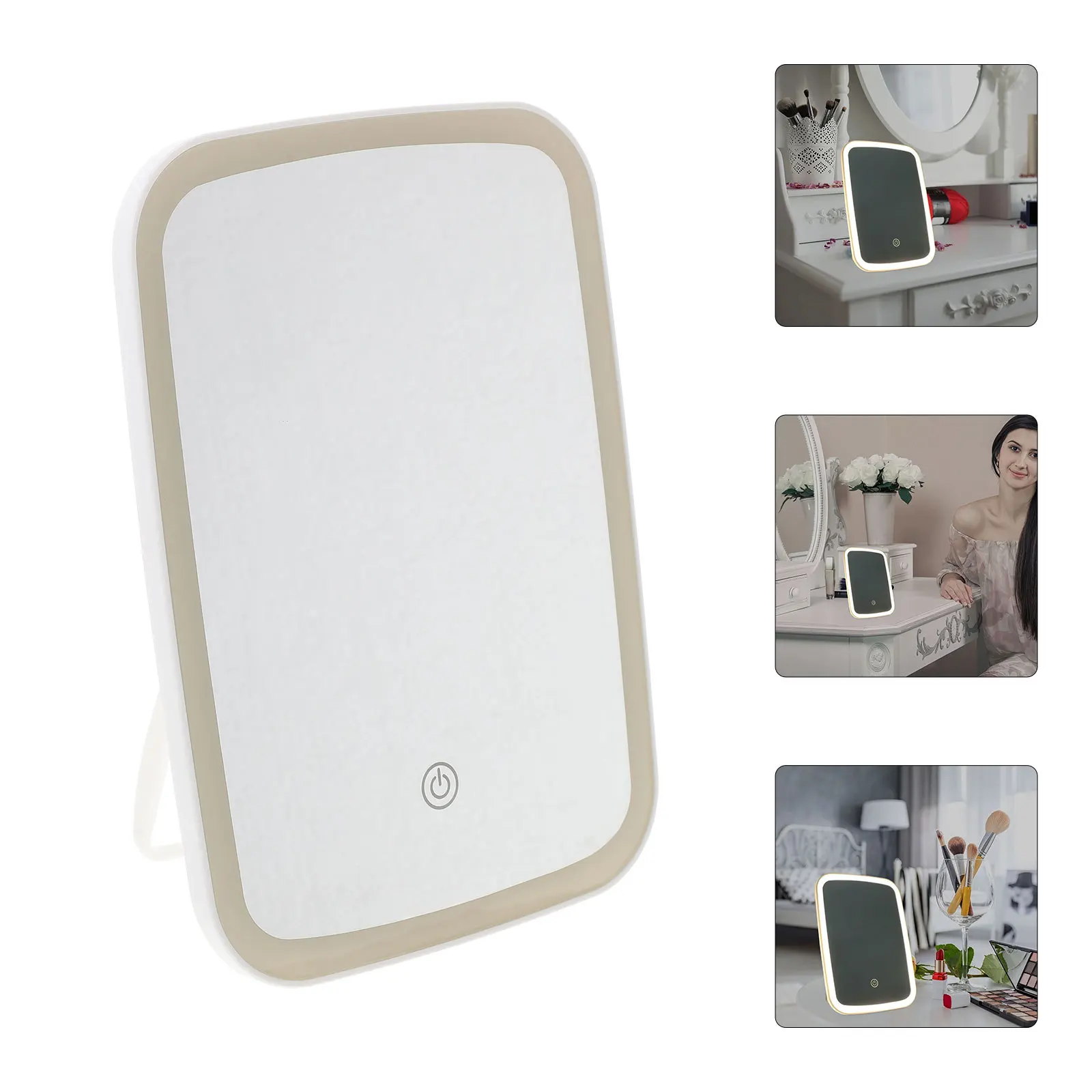 

Foldable Travel Makeup Mirror with Adjustable LED Lighting Portable Vanity Desk Mirror for Makeup Application Eye-Friendly