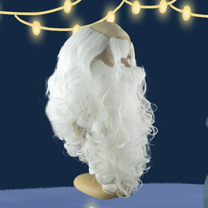 Funny Santa Christmas White Beard Eyebrow Bald Wig Anime Cosplay White Birthday Old Man Dress Up Party Halloween Christmas Props