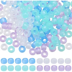 800Pcs Pony Beads Bulk 6x9mm Glow in The Dark Pony Beads Plastic Luminous Pony Beads Blue Purple Opaque Braid Loose Spacer Beads