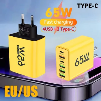 65W 6 port USB PD şarj hızlı şarj tipi C hızlı şarj iPhone 15 Samsung Xiaomi Oneplus 12 cep telefonu duvar adaptörleri
