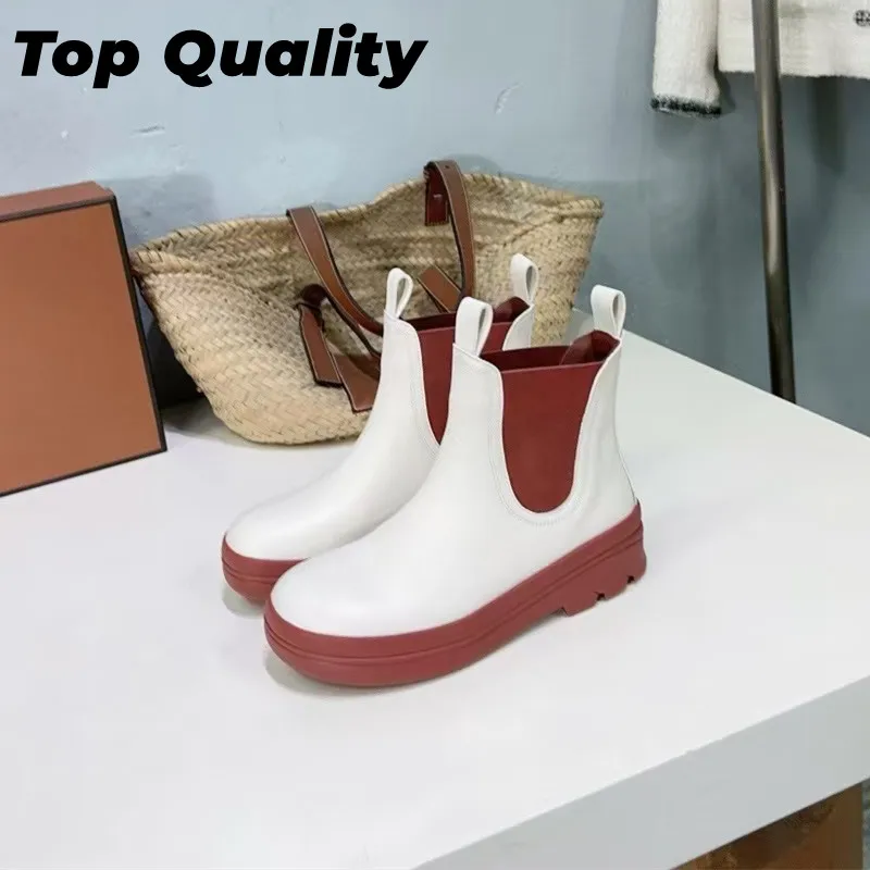 

Women's niche minimalist patchwork color wedge heel boots, women's leather elastic short boots