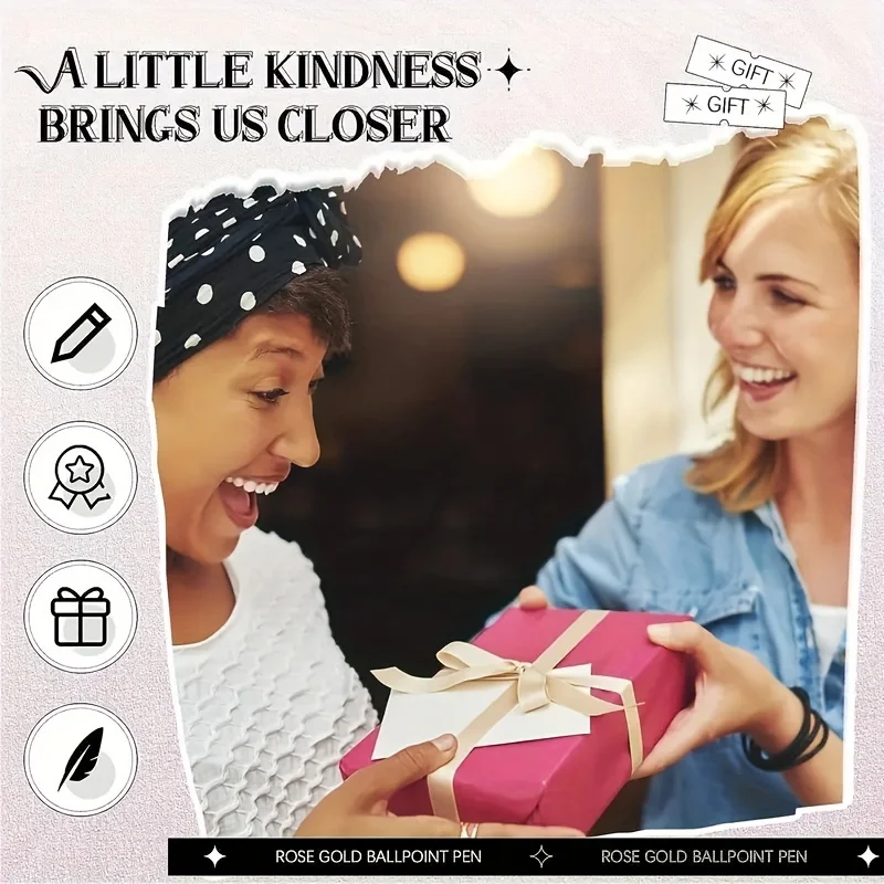 مجموعة أقلام حبر جاف ذهبية وردية مكونة من 8 قطع - أقلام معدنية أنيقة مع لمسات كريستالية - مثالية للطلاب والمكتب والهدايا وحفلات الزفاف