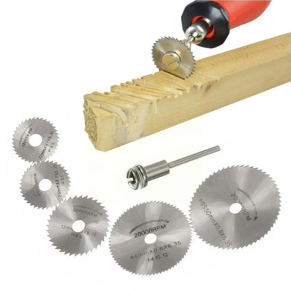 7PCS HSS Saw Circular Cutting Wheel Wood Cutting Tools Kit Circular Saw For Wood Plastic Metal Rotating Cutting Tool