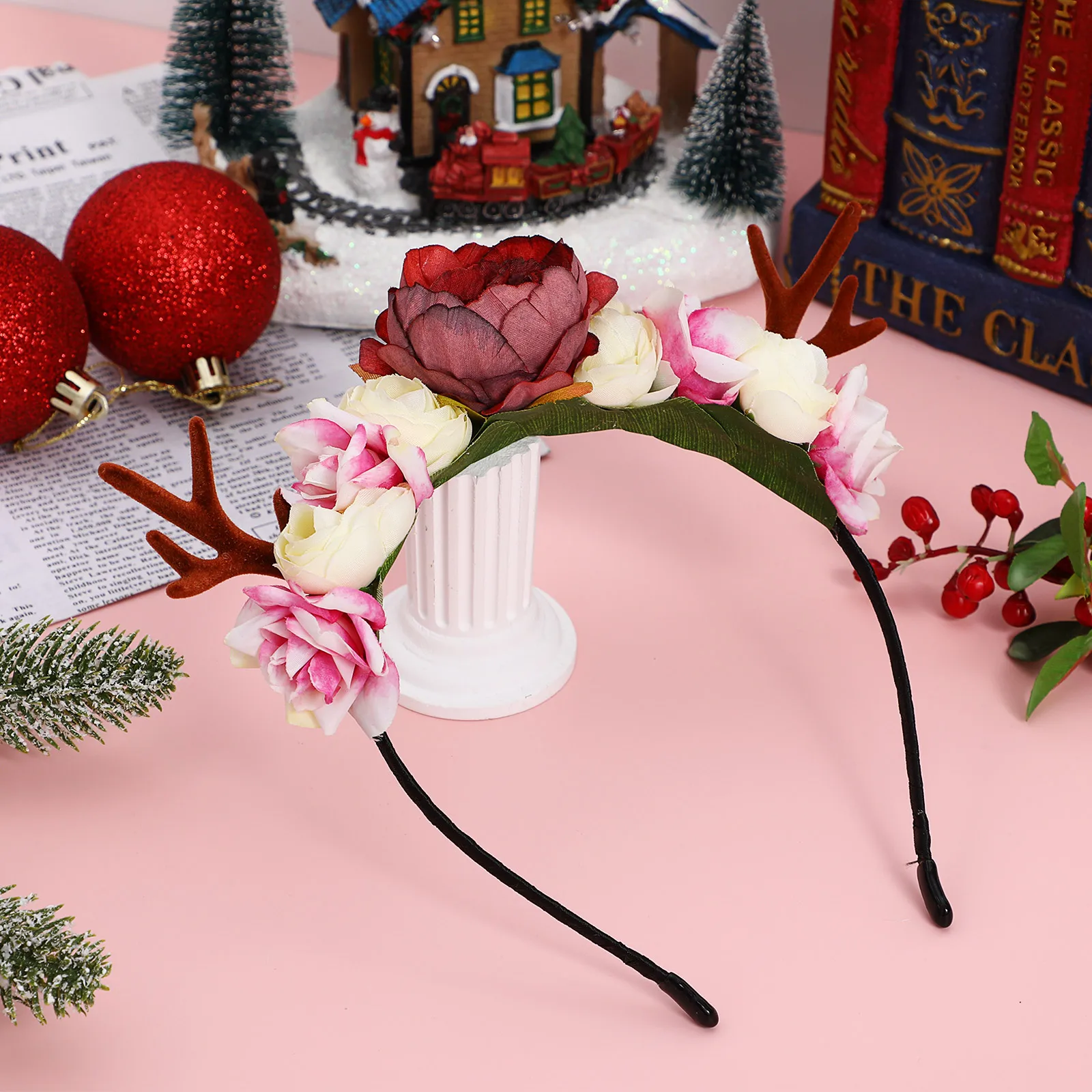 

Christmas Antler Hair Band Elk Shape Soft Lightweight Non-Fading Holiday Headband Party Use Christmas Hair Band