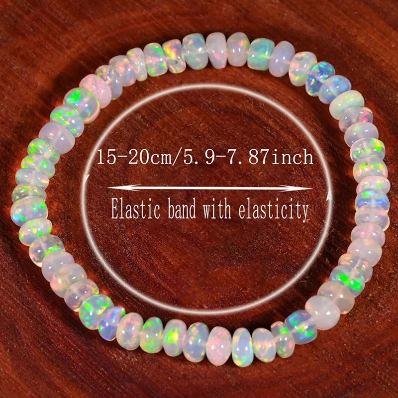 Natural Opal Bracelet For Women Stretchable Elastic Rope Healing Crystal Jewelry Helps Maintain Emotional Balance·