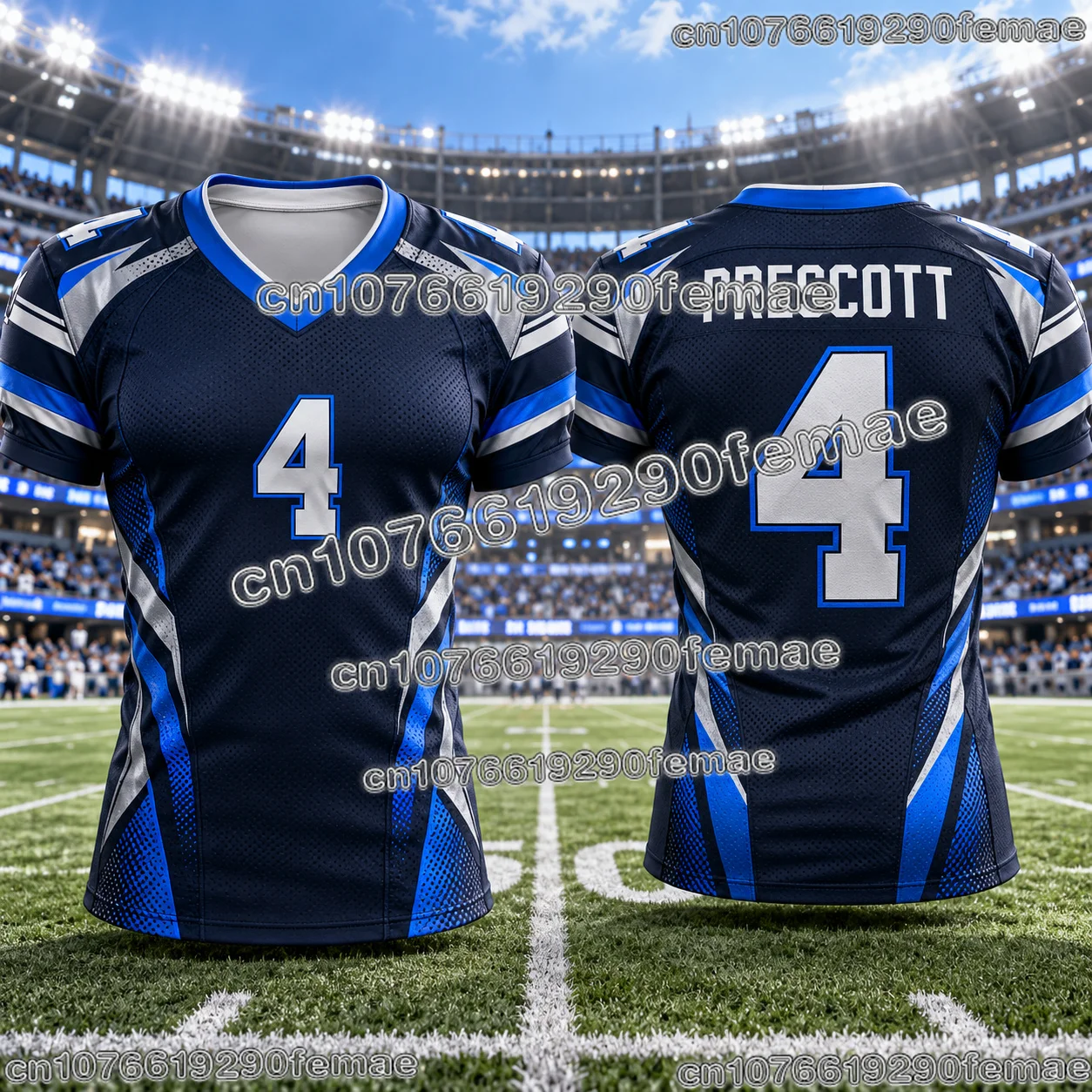 PRESCOTT 4 Collector Style Football Jersey V Neck Fan T Shirt Outdoor Sports Quick Dry Breathable Casual Athletic Clothing