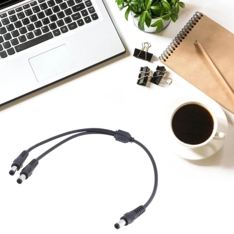 DC5.5x2.1mmスプリッター電源ケーブル、18AWGオス-ダブルオス多目的DC5521ドロップシップ