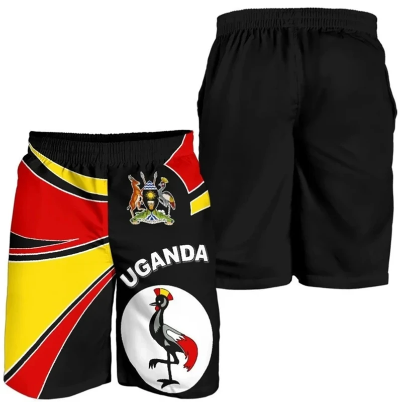 Uganda Flag Map Graphic Short Pants For Men Clothes Casual Hawaiian Beach Shorts Africa Country Trunks National Emblem Trousers