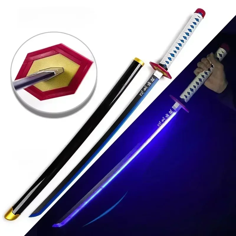 31/40 inch Glow Demon Slayer Katana Lichtgevende Zwaard LED Licht Kyoujurou Anime Cosplay Prop Echte Japanse Katana Samurai Lightsabre