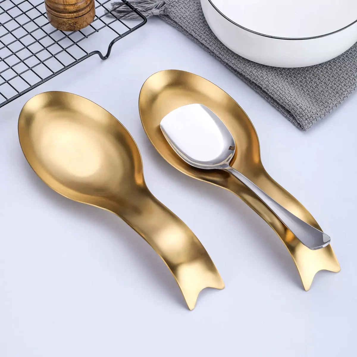 Kitchen Spoon Holder, Spatula Tray, Stainless Steel Spoon Storage Rack, Buffet Tray, Dipping Sauce Dish, Stainless Steel Spoon Rest Tray, Hot Pot Spoon Tray, Food Tongs, Hotel Restaurant Tray, Kitchen Utensil Spoon Rest