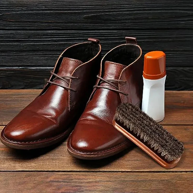 

Long Handle Cleaning Oiling Brush Horsehair Shoes Polish Brushes Kit Leather Shoe Boots Care Clean Applicators