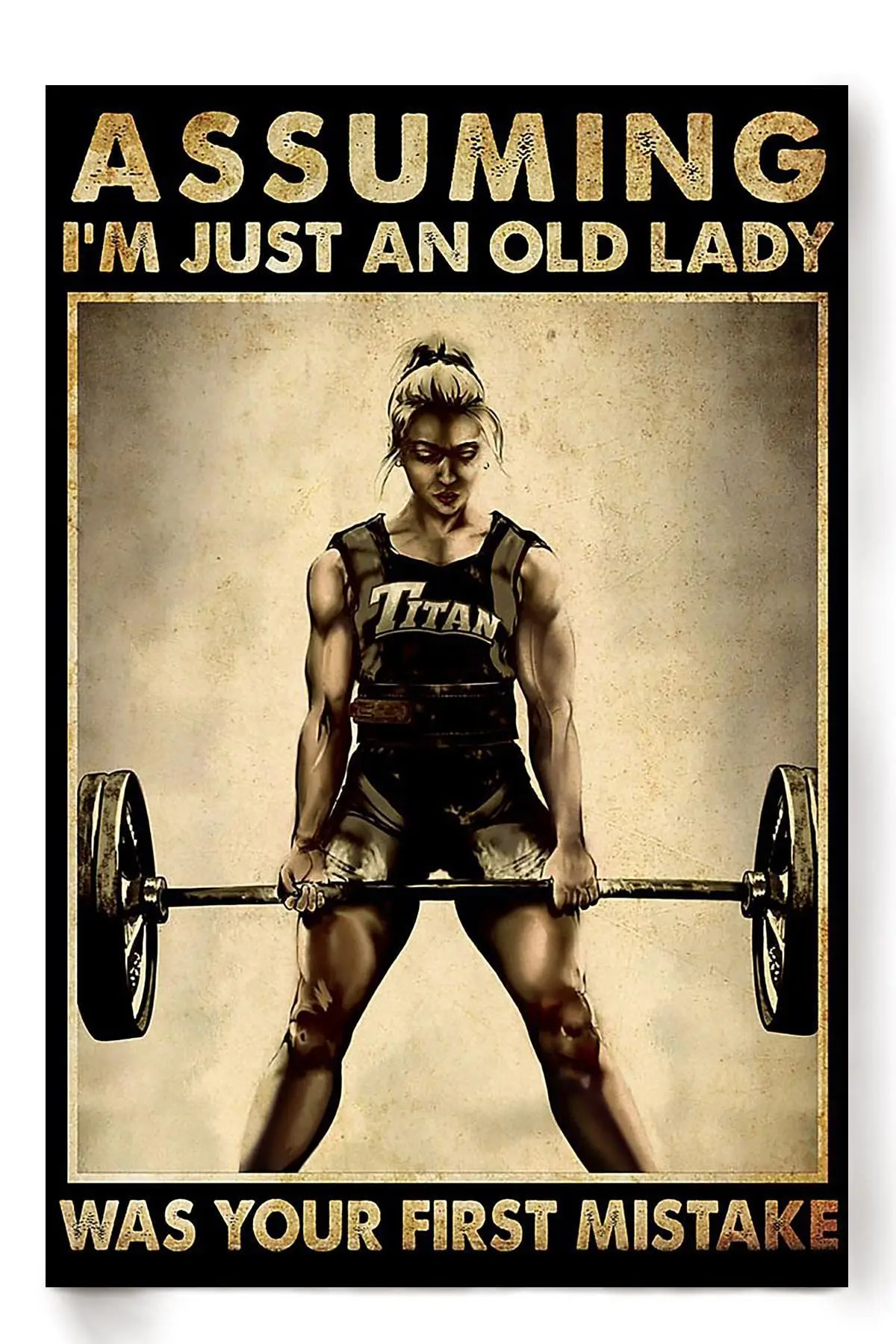 Assuming Im Just Old Lady was Your First Mistake Vintage Style Metal Sign Iron Painting for Indoor & Outdoor Home Bar Coffee