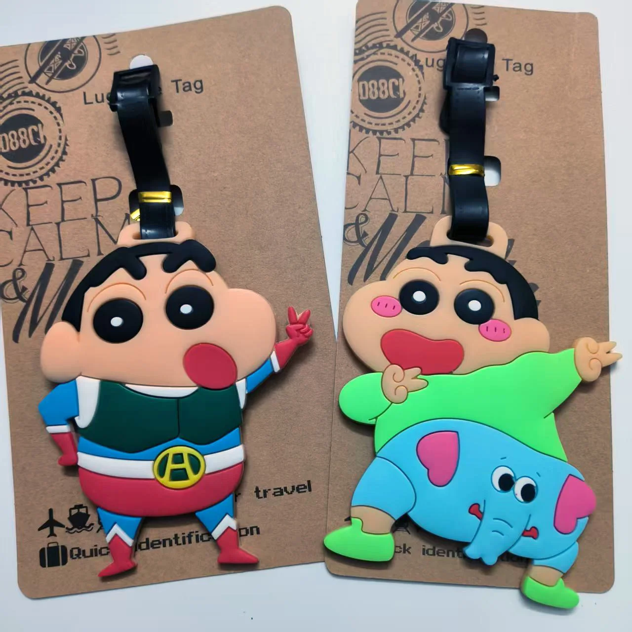 Minso Anime Cartoon Crayon Shin-chan PVC Luggage Tag Travel Accessories Suitcase Portable Label