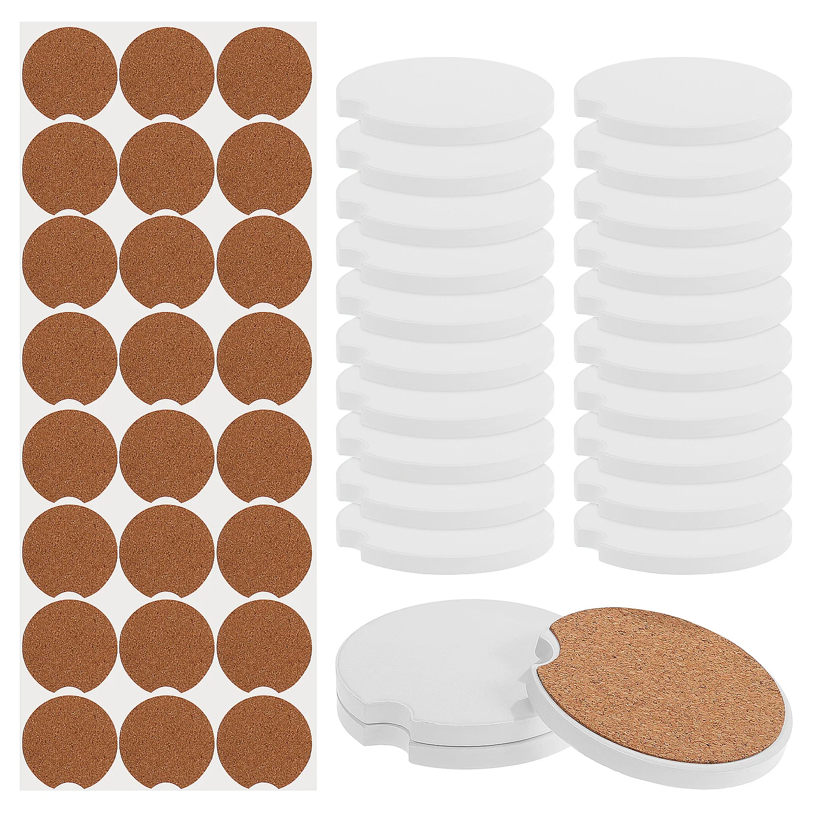 

24 Pcs Coasters for Car Vehicle Decorations Interior Blank Ceramic Cars Party Drink