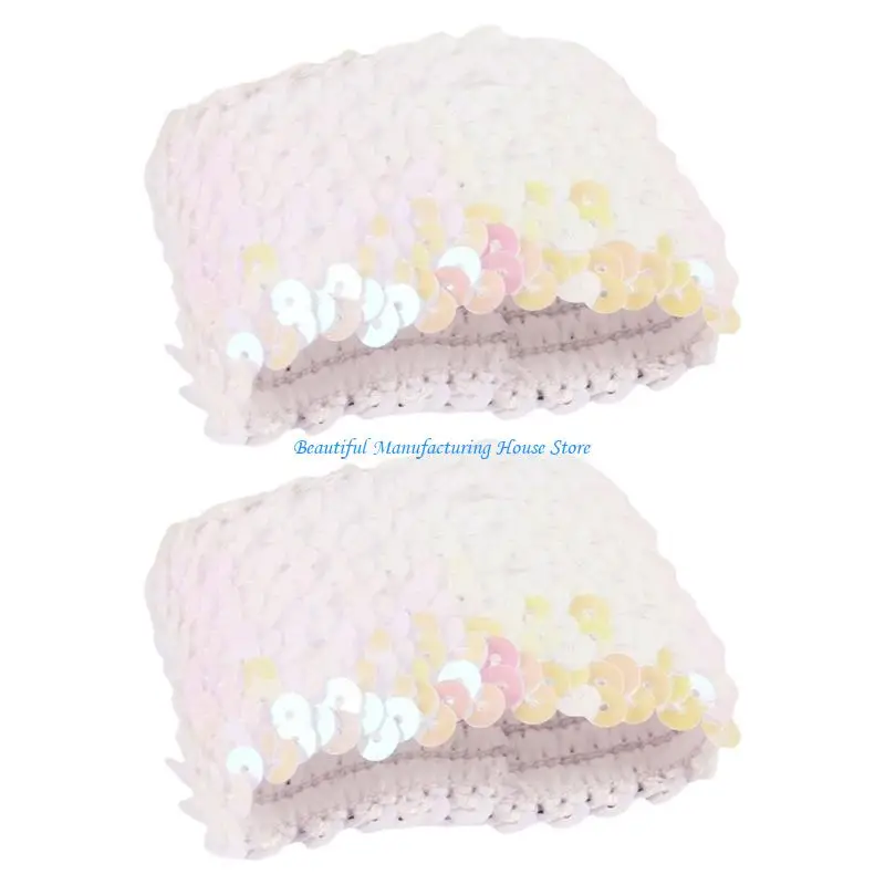 E56A Trendy Sequined Fingerless Cuffs Wrist Sleeves for Women Fashion Dressinup Props