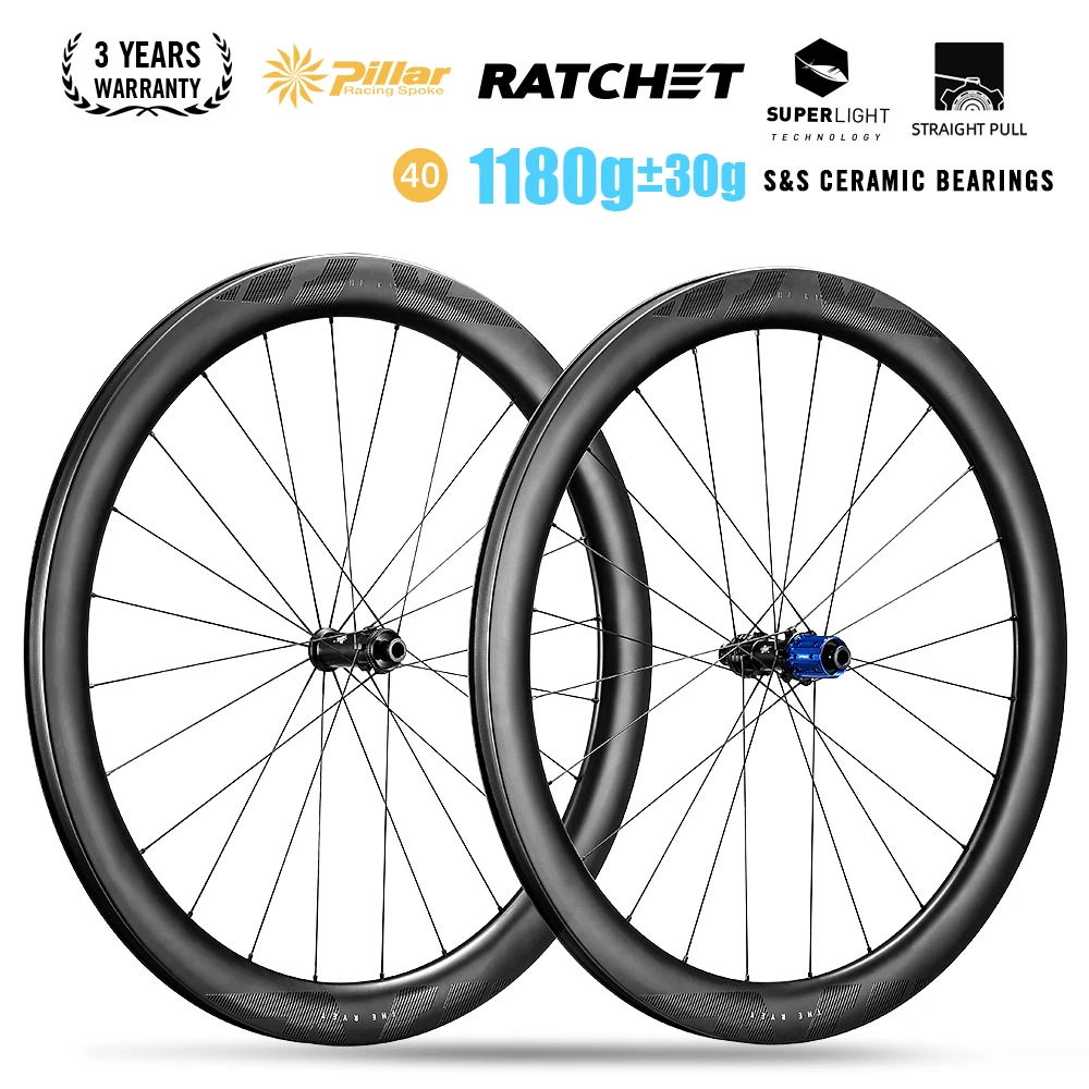 RYET  Road Carbon Wheels Road Bike Rimsets 1180g Ceramic Tubless Clincher 36T Hub Disc Brake Rim for Bicycle Wheels Parts