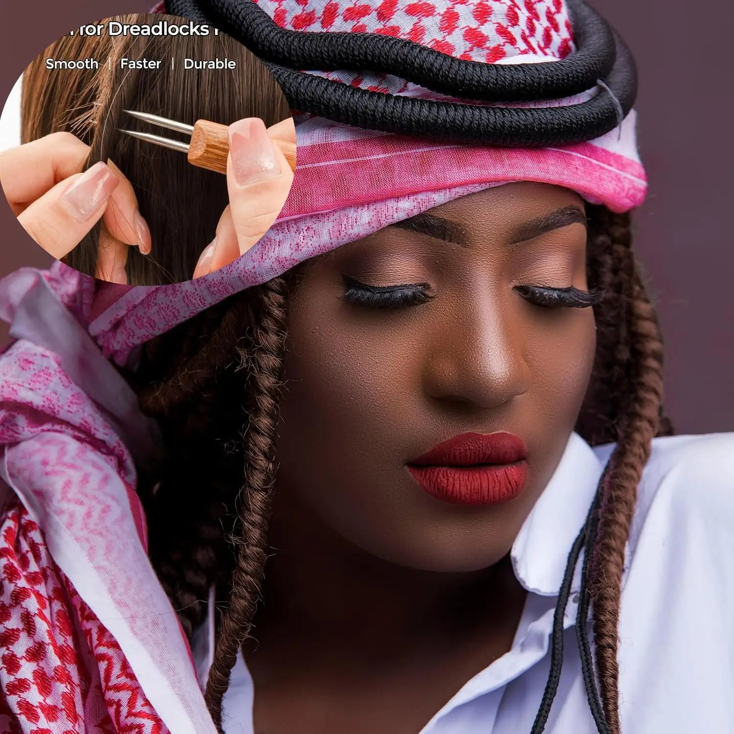 8 piezas de herramienta de gancho de ganchillo para rastas, herramienta de peluca de ganchillo para tejer agujas de rastas de pelo trenzado